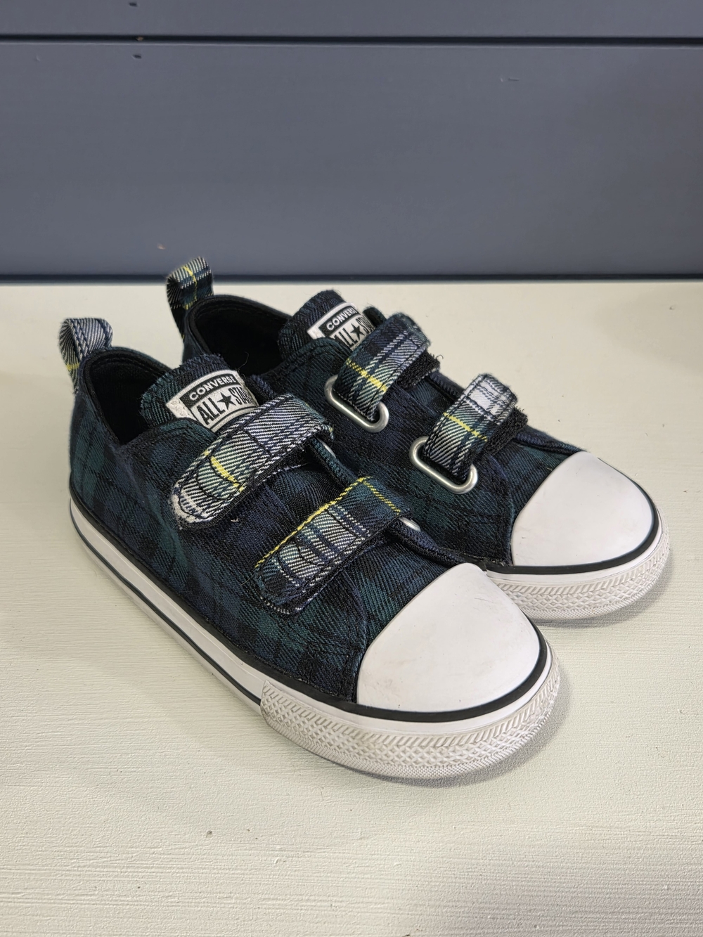 Converse All Star Plaid Velcro Low Top Sneakers Toddler Size 10 Shoes